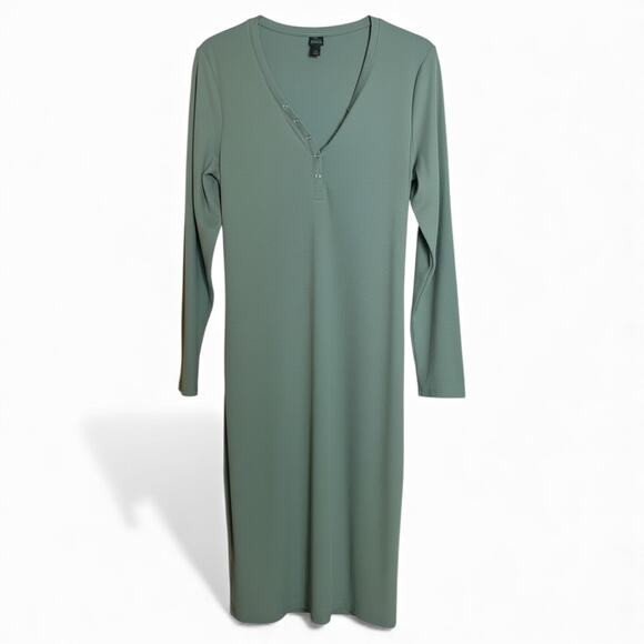 Women's Henley Long Sleeve Mini Bodycon Dress - Wild Fable - Fern Green XXL - Picture 1 of 2